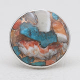 Turquoise Spiny Oyster Silver Rings