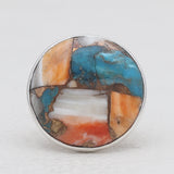 Turquoise Spiny Oyster Silver Rings