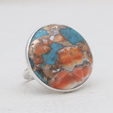 Turquoise Spiny Oyster Silver Rings