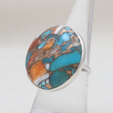 Turquoise Spiny Oyster Silver Rings