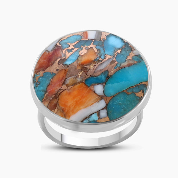 Turquoise Spiny Oyster Silver Rings