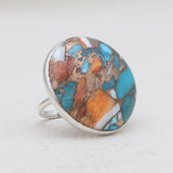 Turquoise Spiny Oyster Silver Rings