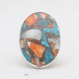 Turquoise Spiny Oyster Silver Rings