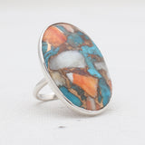 Turquoise Spiny Oyster Silver Rings