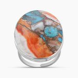 Turquoise Spiny Oyster Silver Rings