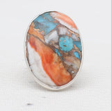 Turquoise Spiny Oyster Silver Rings