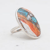 Turquoise Spiny Oyster Silver Rings