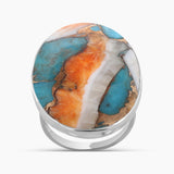 Turquoise Spiny Oyster Silver Rings