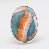 Turquoise Spiny Oyster Silver Rings