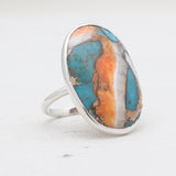 Turquoise Spiny Oyster Silver Rings