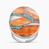 Turquoise Spiny Oyster Silver Rings