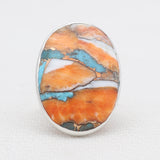 Turquoise Spiny Oyster Silver Rings