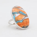 Turquoise Spiny Oyster Silver Rings