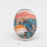 Turquoise Spiny Oyster Silver Rings