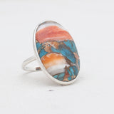 Turquoise Spiny Oyster Silver Rings