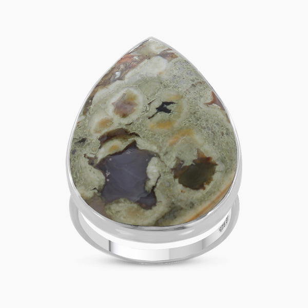Natural Rainforest Jasper Silver Rings