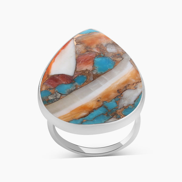 Turquoise Spiny Oyster Silver Rings