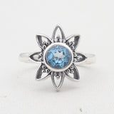 Natural Blue Topaz Silver Ring