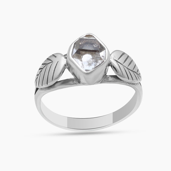 Natural Herkimer Quartz Silver Rings