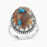 Turquoise Spiny Oyster Silver Rings