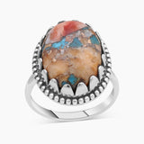 Turquoise Spiny Oyster Silver Rings