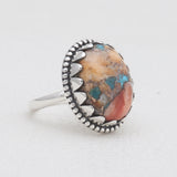 Turquoise Spiny Oyster Silver Rings