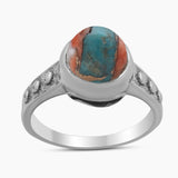 Natural Rainbow Moonstone Silver Rings