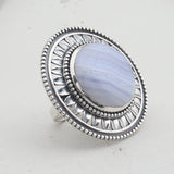 Blue Lace Agate Silver Ring