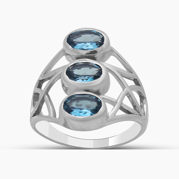 925 Silver Blue Topaz Rings