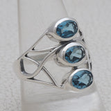 925 Silver Blue Topaz Ring