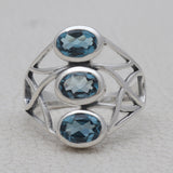 925 Silver Blue Topaz Ring