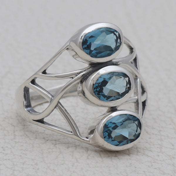 925 Silver Blue Topaz Rings