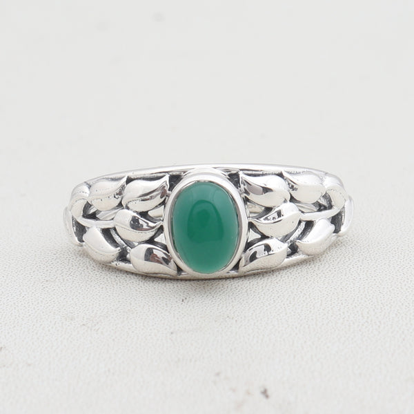 Green Onyx Sterling Silver Rings