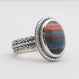 Rainbow Calsilica Silver Rings