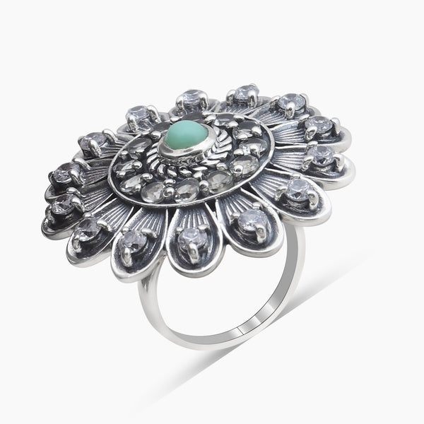 Natural Green Opal Silver Rings