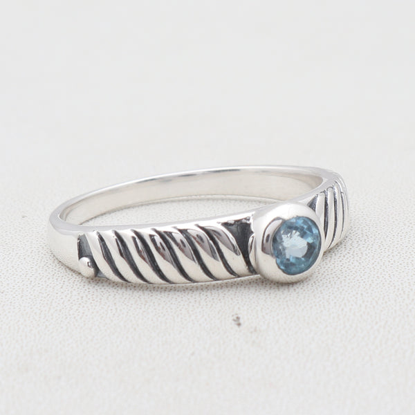 Natural Blue Topaz Silver Rings