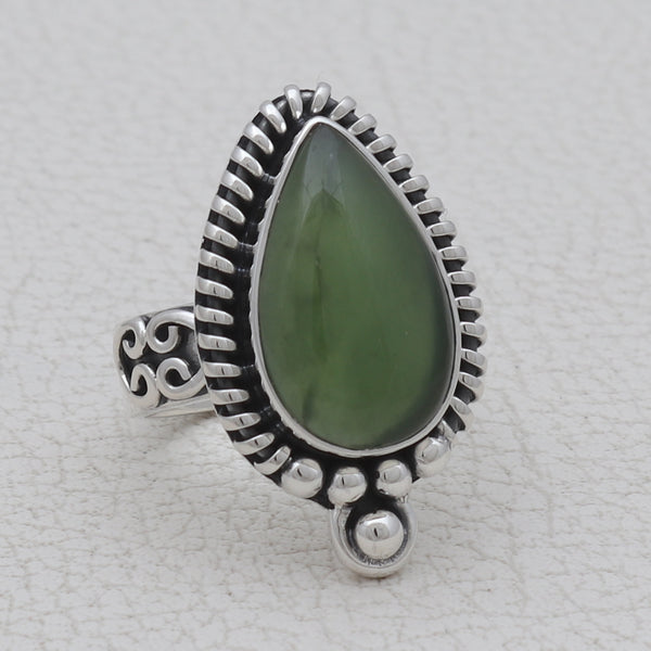 Nephrite Jade Silver Rings
