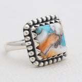 Turquoise Spiny Oyster Silver Rings