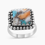 Turquoise Spiny Oyster Silver Rings