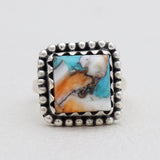 Turquoise Spiny Oyster Silver Rings