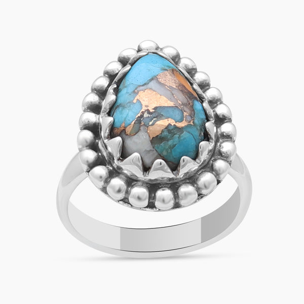 Turquoise Spiny Oyster Silver Rings