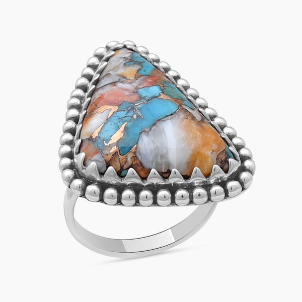 Turquoise Spiny Oyster Silver Rings