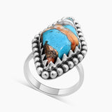 Turquoise Spiny Oyster Silver Rings