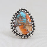 Turquoise Spiny Oyster Silver Rings