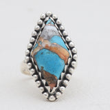 Turquoise Spiny Oyster Silver Rings
