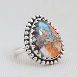 Turquoise Spiny Oyster Silver Rings