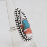 Turquoise Spiny Oyster Silver Rings