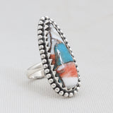 Turquoise Spiny Oyster Silver Rings