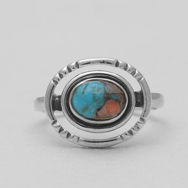 Turquoise Spiny Oyster Silver Rings