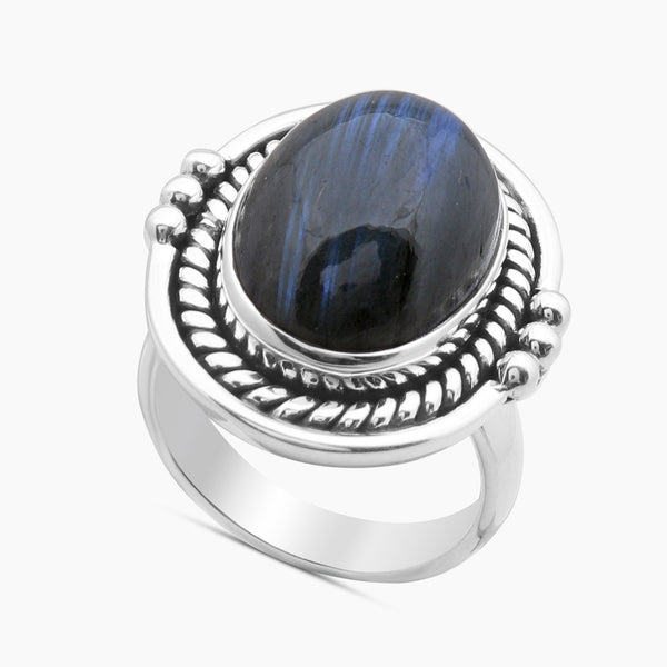 Natural Labradorite Silver Ring